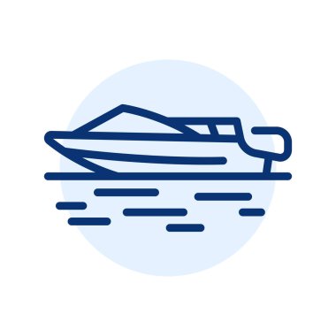 Motorboat black line icon. Water activity.