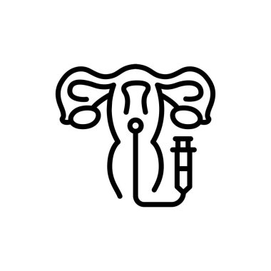 Embryo transfer black line icon. Fertilization. 