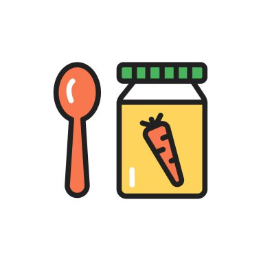 Organik çocuk besin çizgisi ikonu. Web sayfası için pictogram özeti.