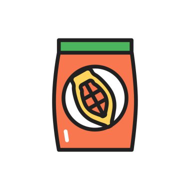 Organik kakao tozu renk çizgisi simgesi. Web sayfası için pictogram özeti.