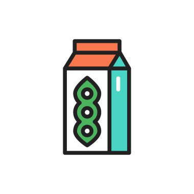 Organik soya sütünün simgesi. Web sayfası için pictogram özeti.