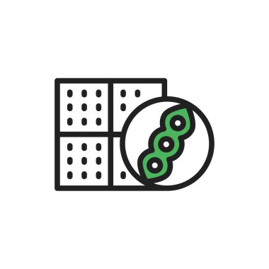 Organik soya kübü çizgisi ikonu. Web sayfası için pictogram özeti.