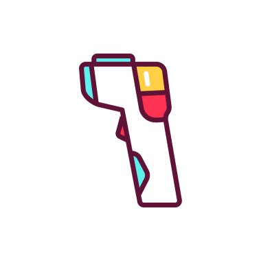 Temassız kızılötesi termometre renk çizgisi simgesi. İzole vektör elementi. Web sayfası, mobil uygulama, tanıtım için resim çizelgesi