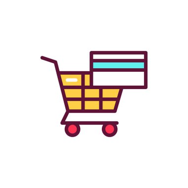 Güvenli alışveriş çizgisi simgesi. İzole vektör elementi. Web sayfası, mobil uygulama, tanıtım için resim çizelgesi