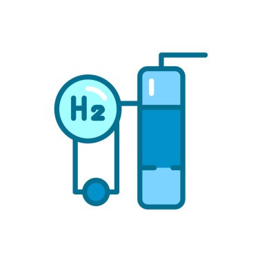 Üretim H2 renk çizgisi simgesi. Hidrojen enerjisi. İzole vektör elementi. Web sayfası, mobil uygulama, tanıtım için resim çizelgesi