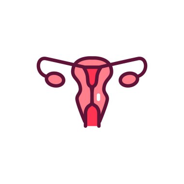 Dişi üreme sistemi çizgi simgesi. Web sayfası için pictogram özeti.