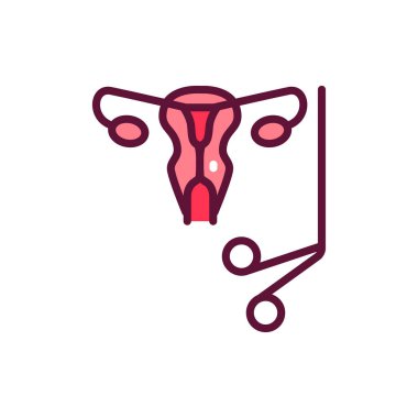 Servikal biyopsi renk çizgisi ikonu. Web sayfası için pictogram özeti.