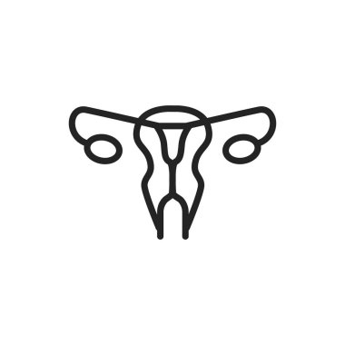 Dişi üreme sistemi çizgi simgesi. Web sayfası için pictogram özeti.