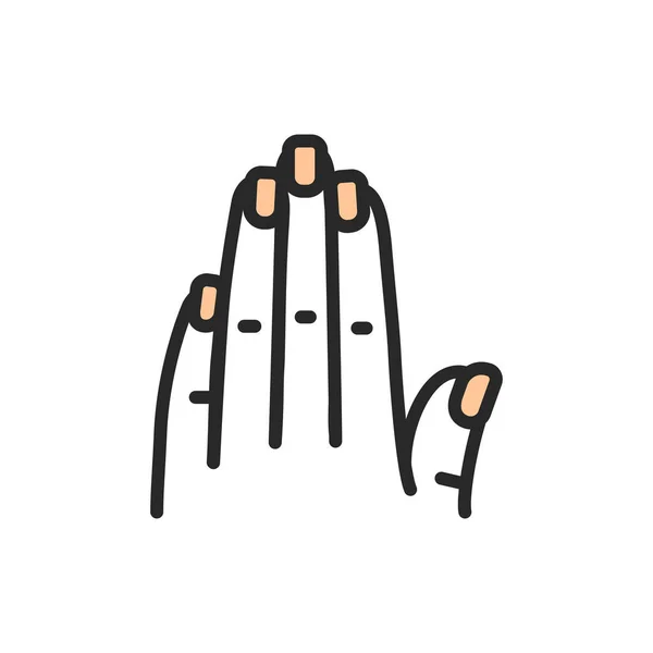 女性的手与修指甲的色彩线条图标 分离的矢量元素 移动应用程序 弹药的概要象形文字图 — 图库矢量图片