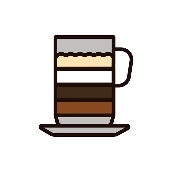 Ikona Linii Koloru Kawy Mocha Włoska Kawa Sokiem Cytrynowym Izolowany — Wektor stockowy