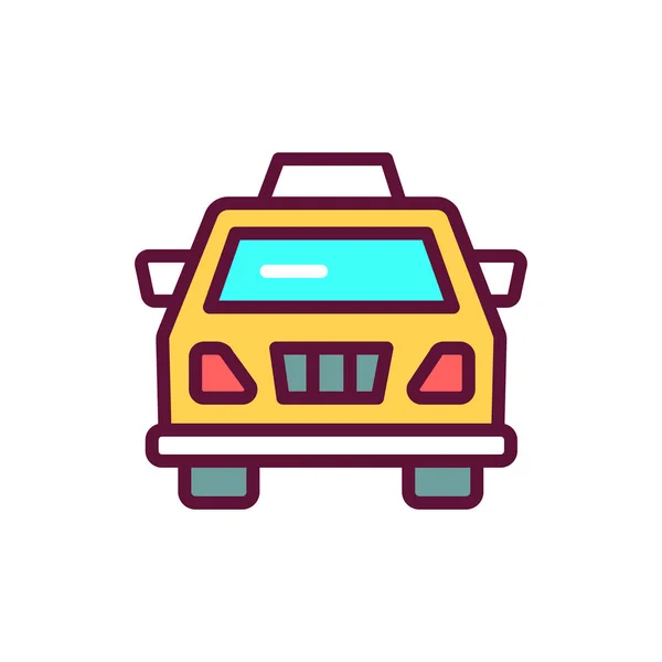 タクシーのカラーラインアイコン 分離ベクトル要素 ウェブページ モバイルアプリ プロモーション用ピクトグラムの概要 — ストックベクタ