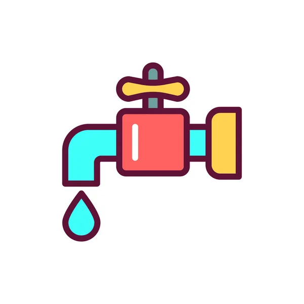 Plumbing Color Line Icon Isolated Vector Element Outline Pictogram Web — Stock Vector