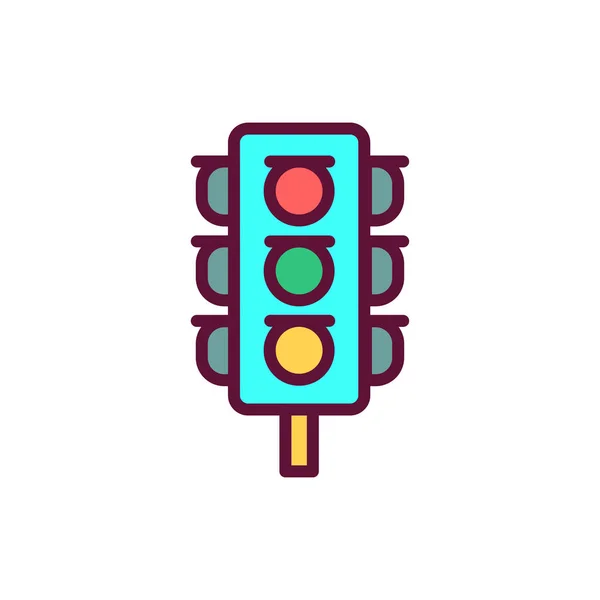 Reffic Traffic Lights Color Line Icon Изолированный Векторный Элемент Набросок — стоковый вектор