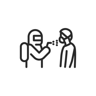 İnsan dezenfeksiyonu renk çizgisi simgesi. İzole vektör ögesi. 