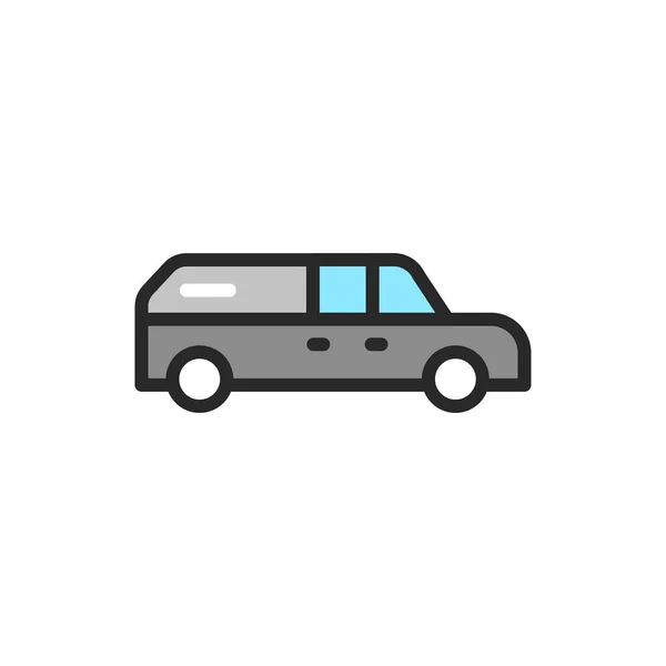 Hearse Car Color Line Icon Isolated Vector Element Outline Pictogram — Stock Vector