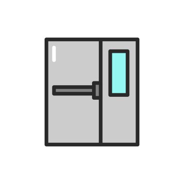 Kapalı giriş kapılarının renk çizgisi simgesini görüntüle. İzole vektör elementi. Web sayfası, mobil uygulama, tanıtım için resim çizelgesi
