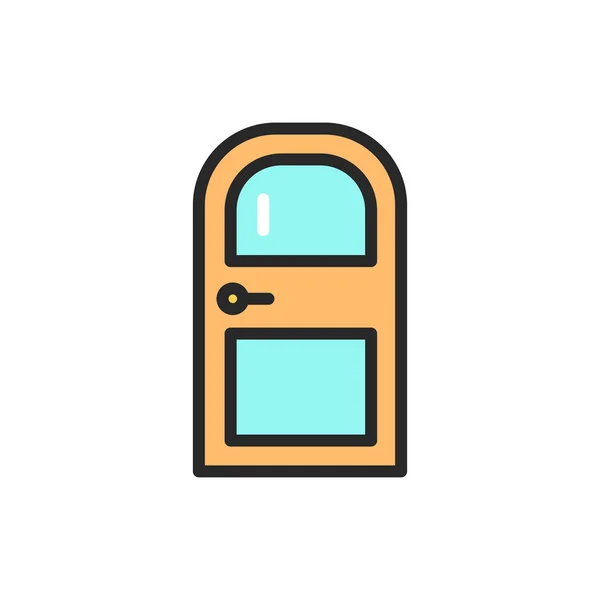 Иконка Цветовой Линии Закрытой Межкомнатной Двери Изолированный Векторный Элемент Набросок — стоковый вектор