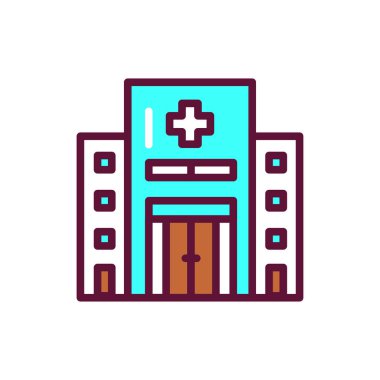 Building color line icon. Isolated vector element. Outline pictogram for web page, mobile app, promo