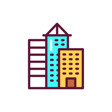 Skyscraper building color line icon. Isolated vector element. Outline pictogram for web page, mobile app, promo