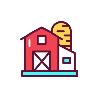 Country barn color line icon. Isolated vector element. Outline pictogram for web page, mobile app, promo