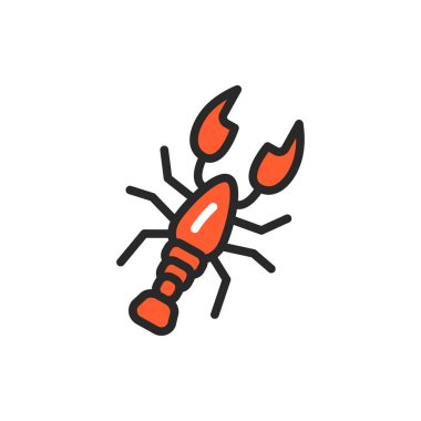 Istakoz renkli çizgi simgesi. Web sayfası için piktogram, mobil uygulama, tanıtım. Düzenlenebilir vuruş.