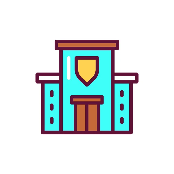 Building Police Color Line Icon Isolated Vector Element Outline Pictogram — 图库矢量图片