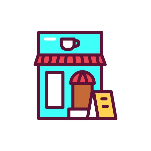 Cafe Color Line Icon Isolated Vector Element Outline Pictogram Web — Stok Vektör