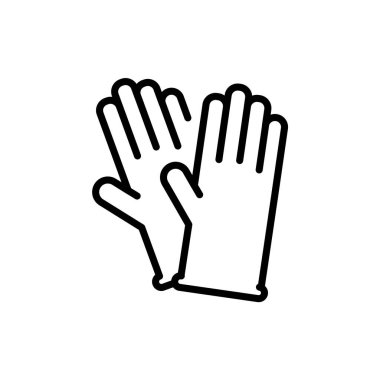 Gloves rubber black line icon. Hands safety. 