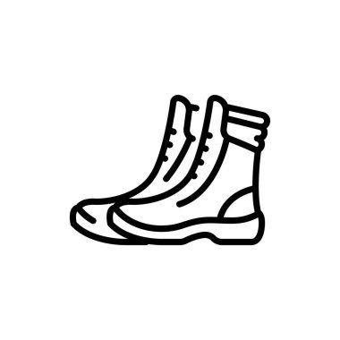 Protective boots black line icon. Safety shoes. 