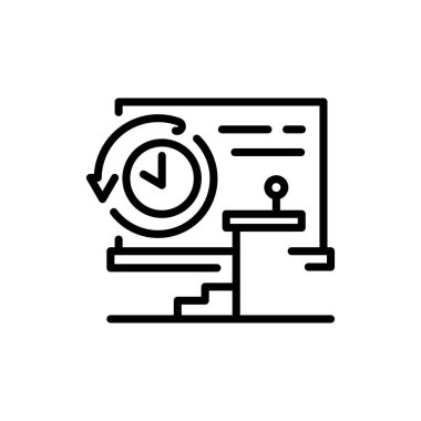 Hall rental black line icon. Conference booth.