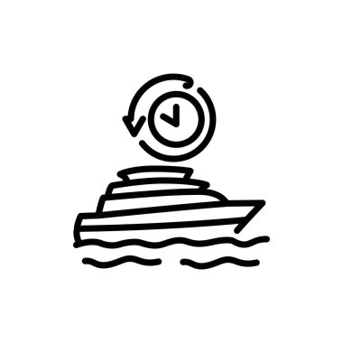 Yacht rental black line icon. Water transport.