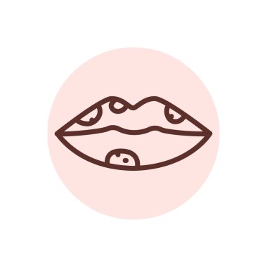 Herpes lips black line icon. Dermatology disease. 