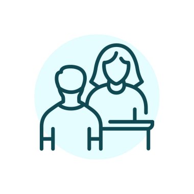 Yardım masası siyah çizgi simgesi. Müşteri ve müşteri. Destek servisi