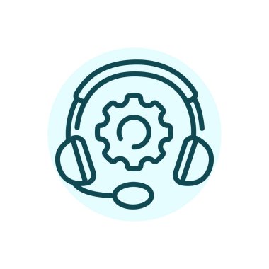 Teknik destek siyah çizgi simgesi. Teknik bir sorun. İletişim hizmeti.