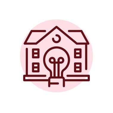 Alternative school olor line icon. Children learning. Pictogram for web page