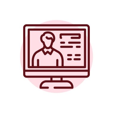 Online courses olor line icon. Children learning. Pictogram for web page