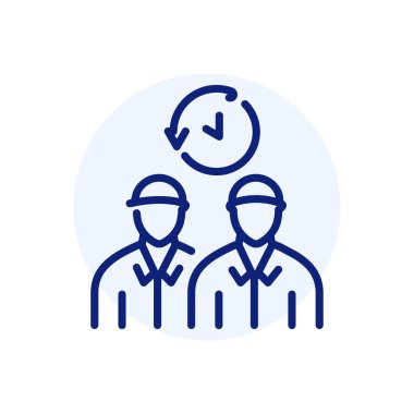 Call movers black line icon. Hired workers. 