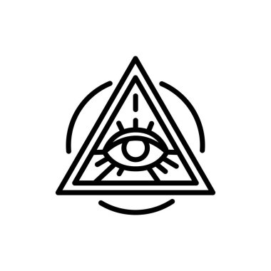 All-seeing eye illuminati line icon. Isolated vector element. 