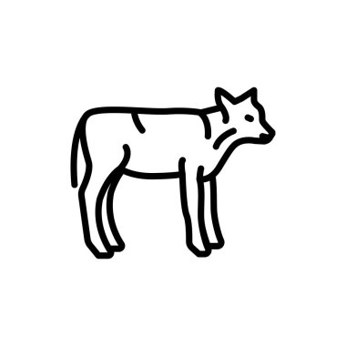 Buzağı hayvanlarının renk çizgisi simgesi. Web sayfası, mobil uygulama, tanıtım için resim grafiği.