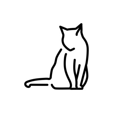 Kedi dinlenme renk çizgisi ikonunun keyfini çıkar. Web sayfası için resim grafiği