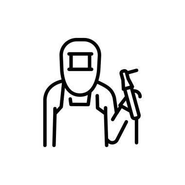 Welder olor line icon. Metal work. Pictogram for web page.