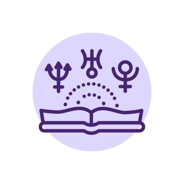 Mystical knowledge line icon. Isolated vector element. 