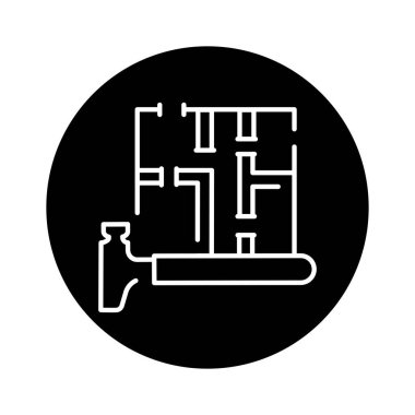 Erection partitions at home line icon. Building construction