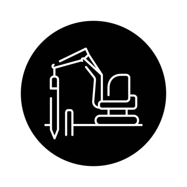 Foundation erection in the house line icon. Building construction