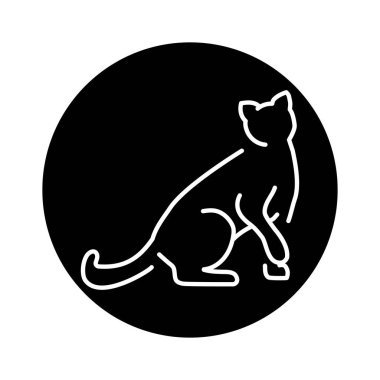 Mutlu kedi oturma renk çizgisi ikonu. Web sayfası için resim grafiği