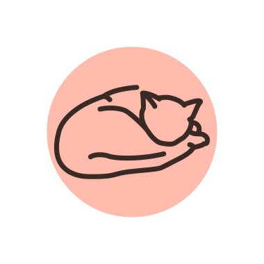 Uyuyan kedi renk çizgisi simgesi. Web sayfası için resim grafiği