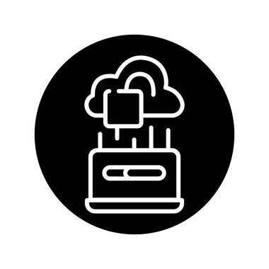 Cloud hacking olor line icon. Pictogram for web page.