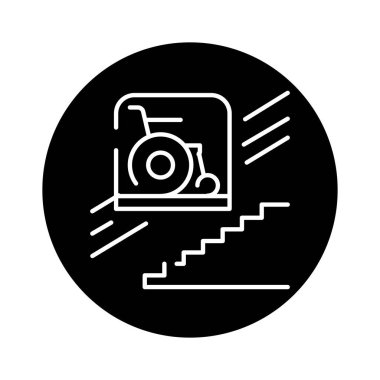 Wheelchair lift color line icon. Disability. Isolated vector element. 