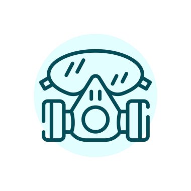 Protective gas mask black line icon. Equipment respirator. 