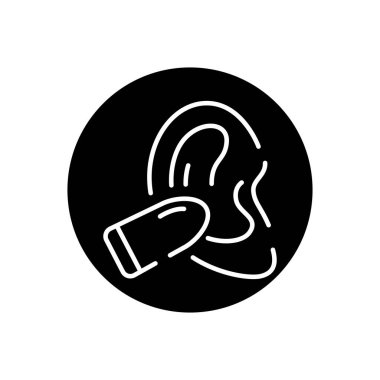 Ear plug black line icon. Face safety. 
